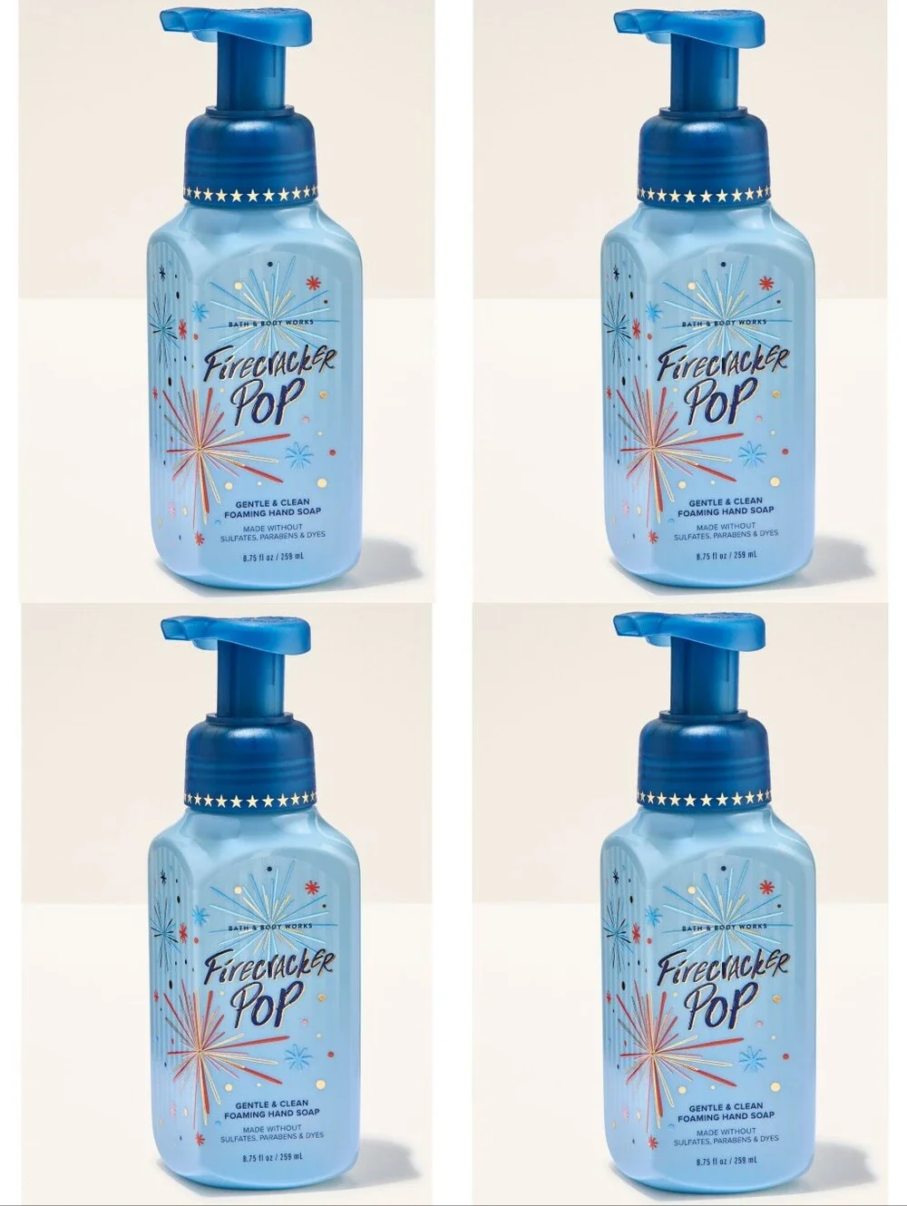 Bath & Body Works Firecracker Pop Gentle Foaming Hand Soap Set of 4 New RARE